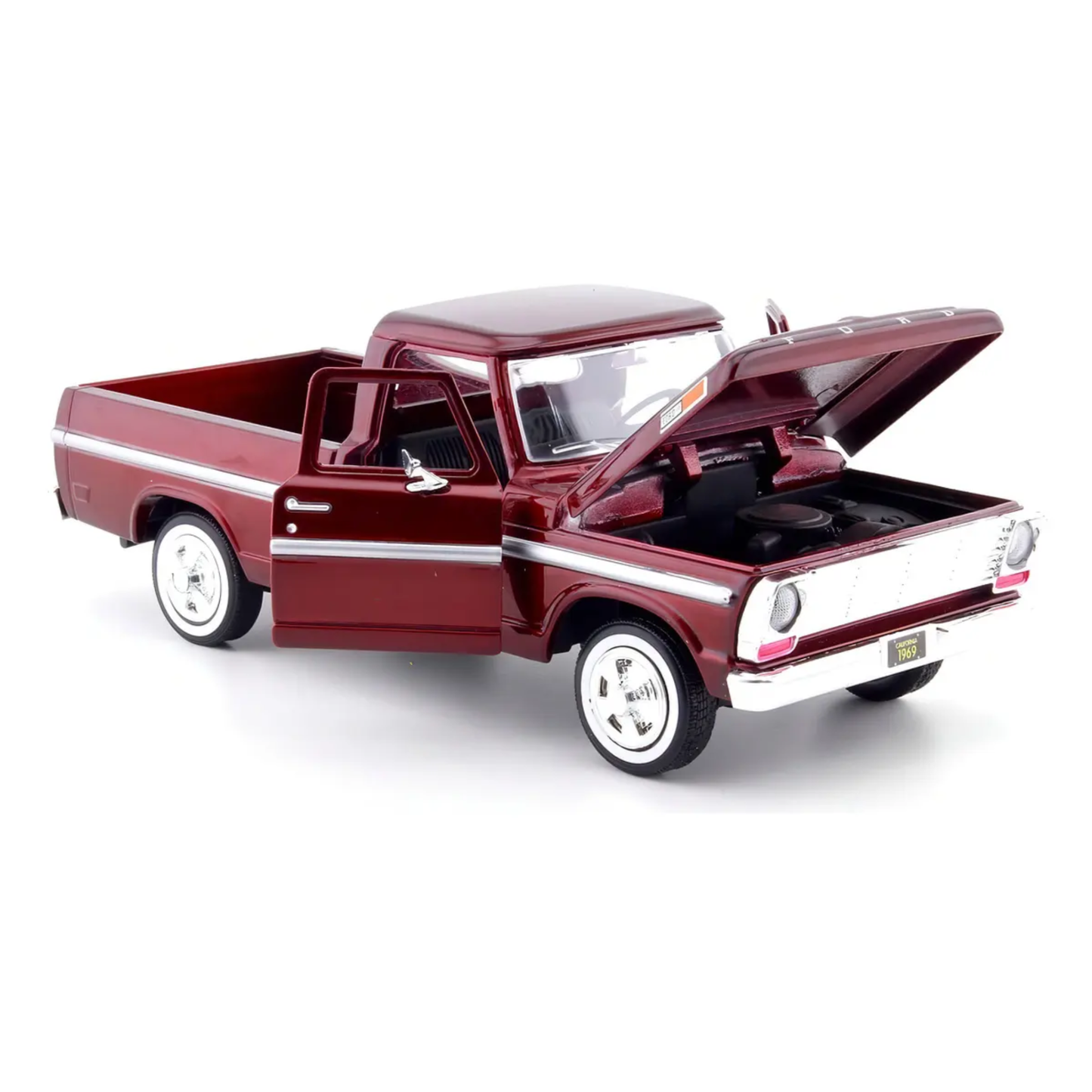 Ford F100 1969 Pick Up Metal Red 1:24