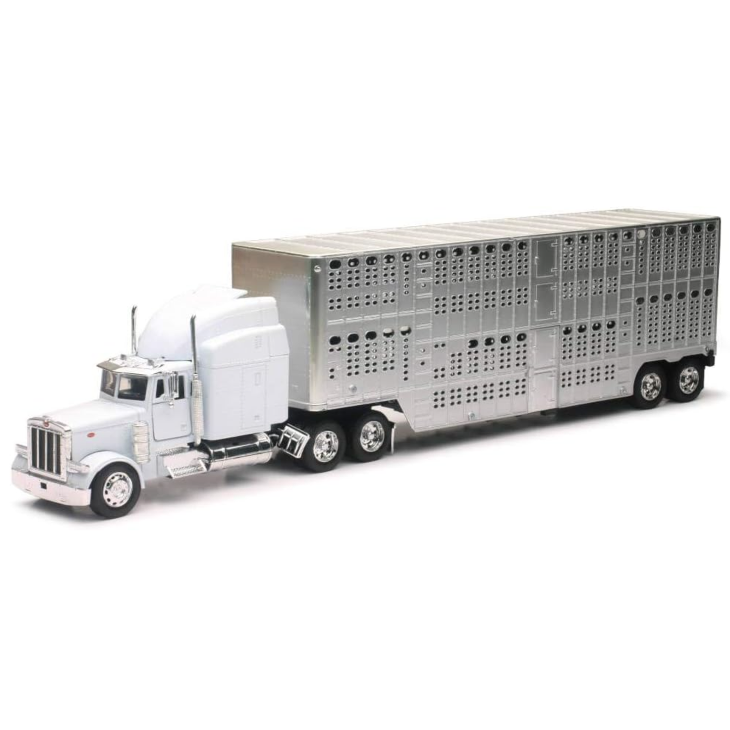 Peterbilt 379 Pot Belly Livestock White Chrome escala 1:32