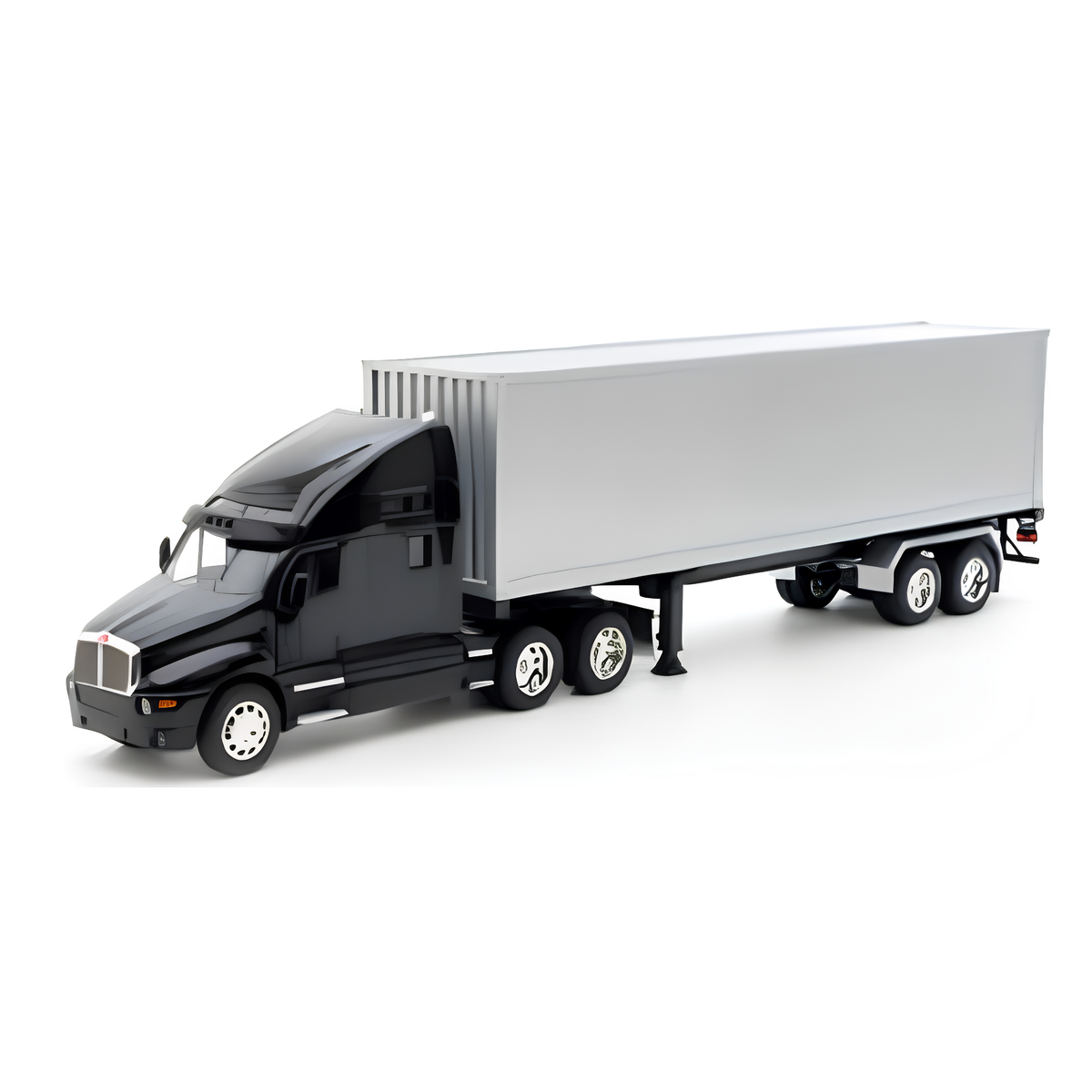 Welly Kenworth T2000 Escala 1:32 Negro con Tráiler Plateado