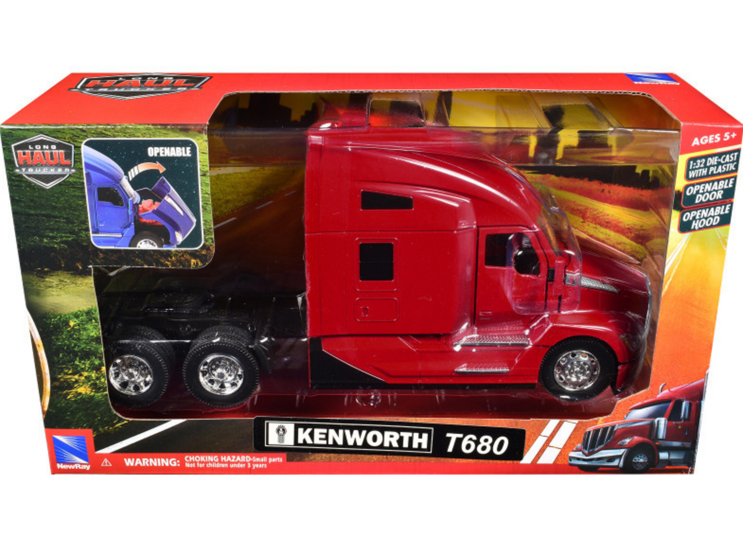 Cab Kenworth T680 Open Hood Red 1:32
