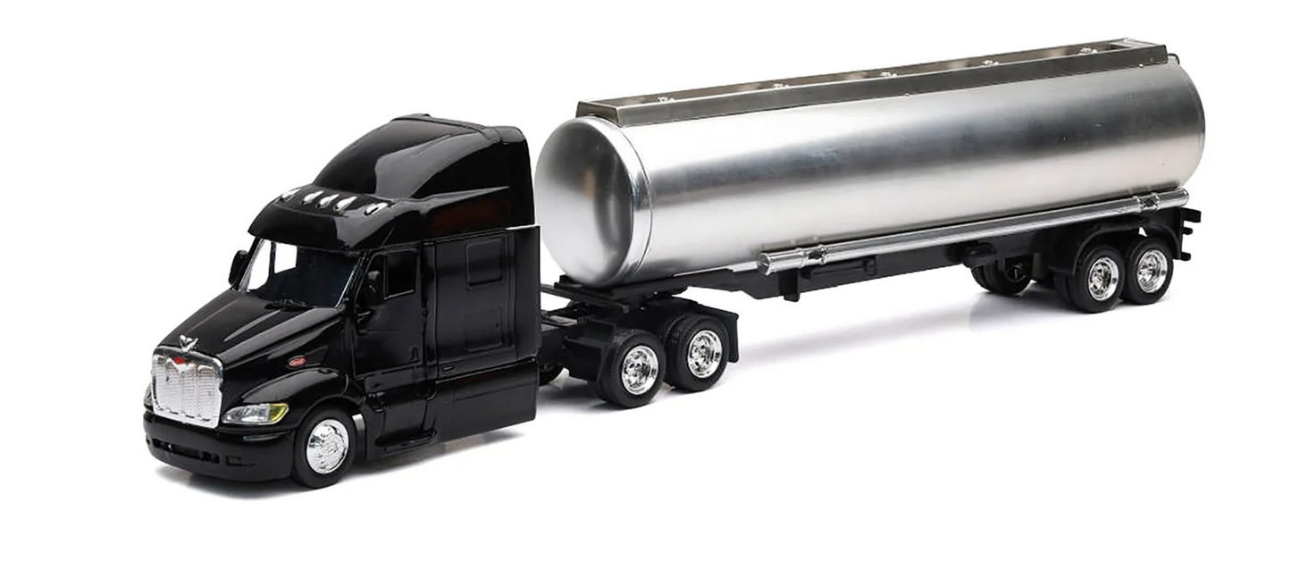 Peterbilt 387 Black White Chrome Oil Tanker 1:43