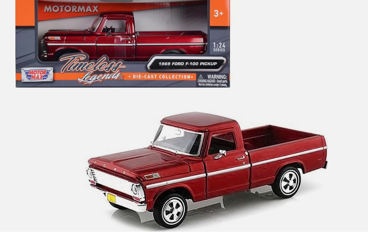 Ford F100 1969 Pick Up Metal Red 1:24