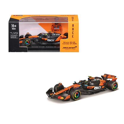 Bburago McLaren MCL39 Lando Norris Escala 1:43 con Carcasa de Acrílico | Fórmula 1 2025