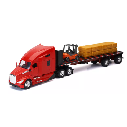 Kenworth T680 Flatbed w/ Hay & Forklift 1:32