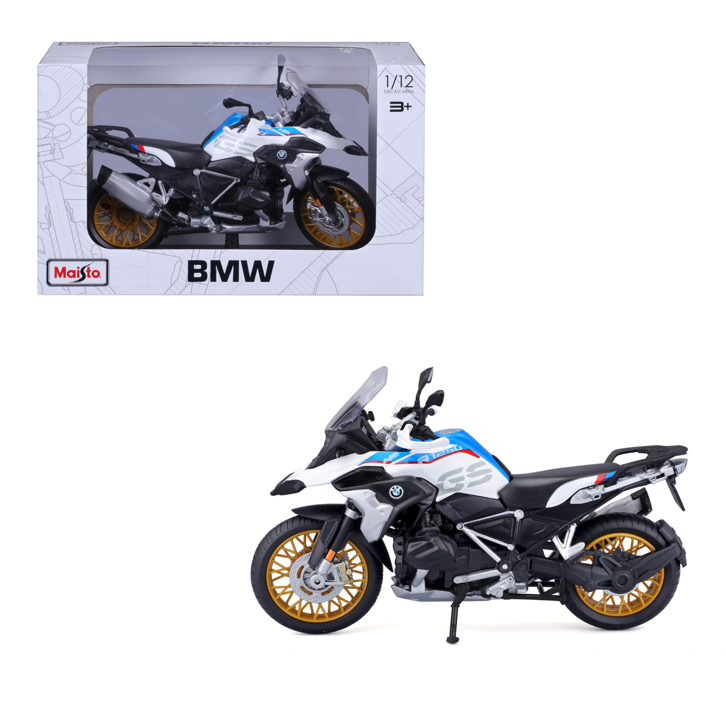 BMW R 1250 GS Maisto Escala 1:12 | Motocicleta Die-Cast de Colección