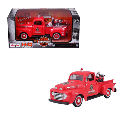 Camioneta Maisto Harley-Davidson Ford F-1 1948 Escala 1:64 | Modelo Die-Cast de Colección