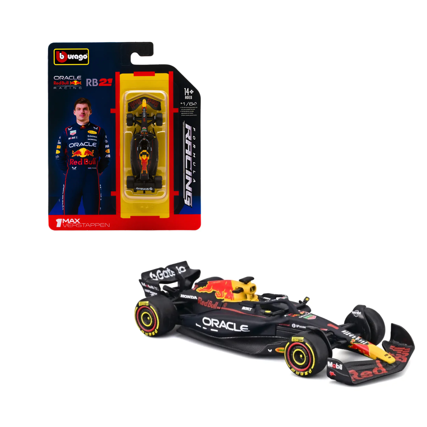 Pack Red Bull RB21 F1 2025 Bburago Escala 1:64 | Max Verstappen #1 + Yuki Tsunoda #22