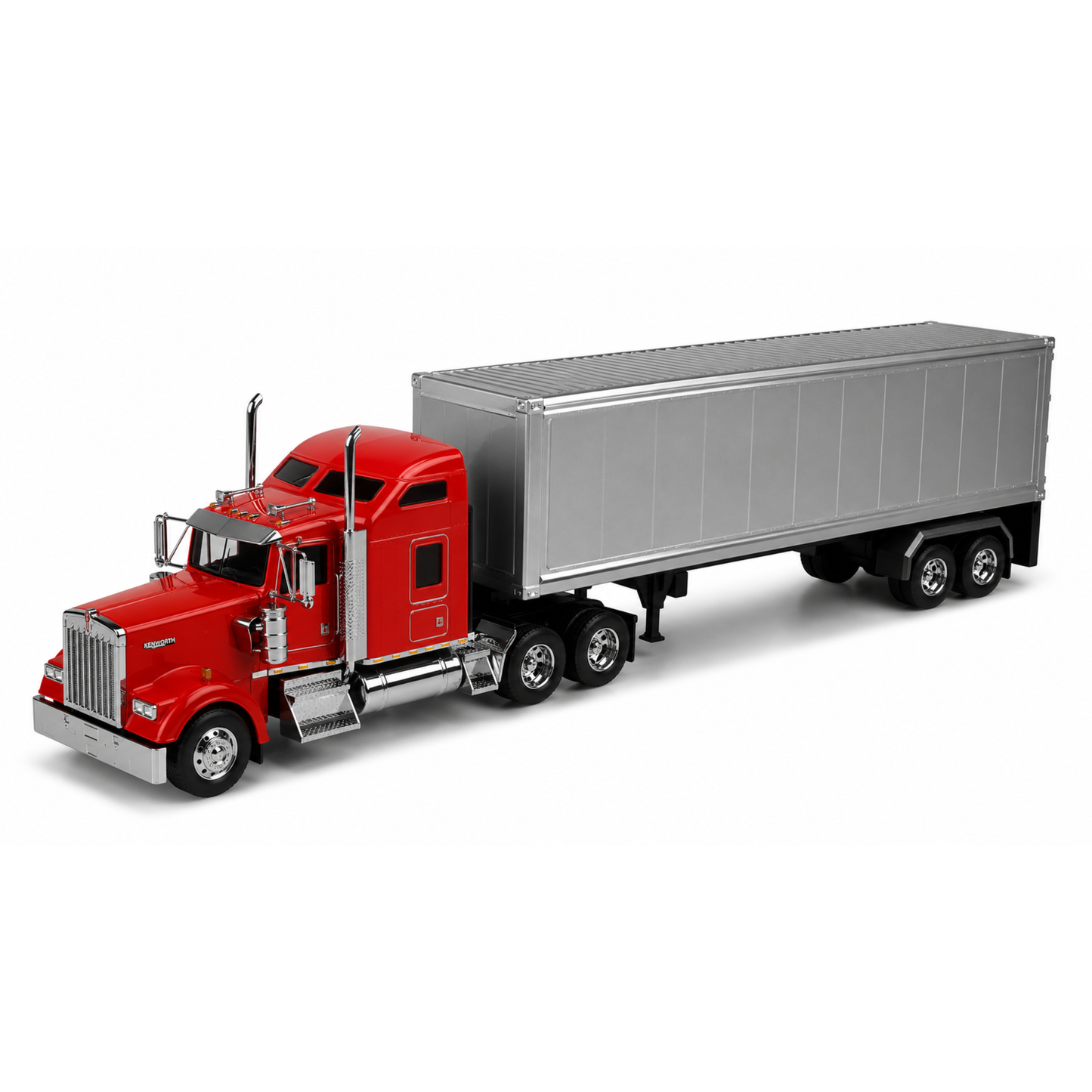 Welly Kenworth KW900 Escala 1:32 Rojo con Tráiler Plateado
