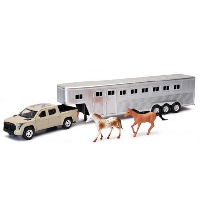 Toyota Tundra Pro Horse Trailer Tan Chrome escala 1:32