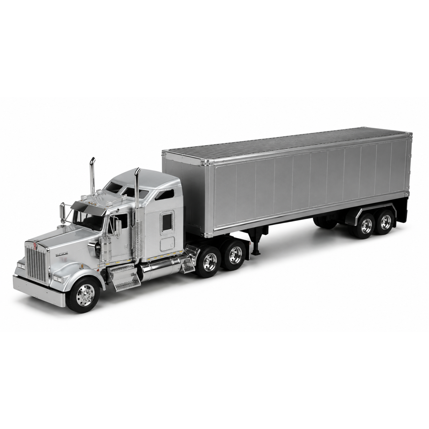 Welly Kenworth KW900 Escala 1:32 Gris con Tráiler Plateado