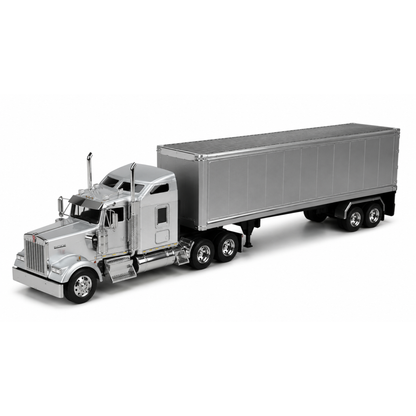 Welly Kenworth KW900 Escala 1:32 Gris con Tráiler Plateado
