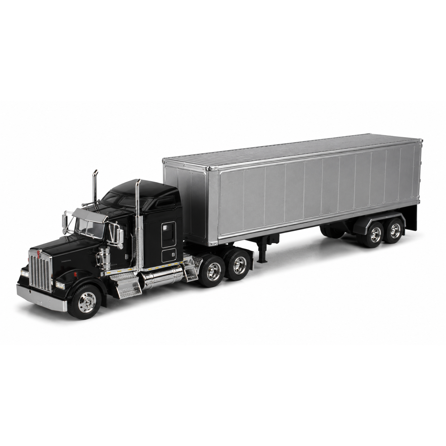 Welly Kenworth KW900 Escala 1:32 Negro con Tráiler Plateado