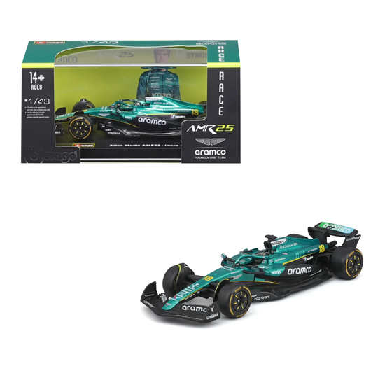 Bburago Aston Martin AMR25 2025 Escala 1:43 con Carcasa de Acrílico | Fórmula 1 de Colección