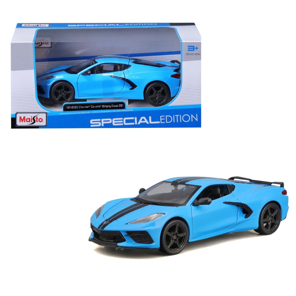 Chevrolet Corvette Stingray Z51 2020 SE Azul Escala 1:24