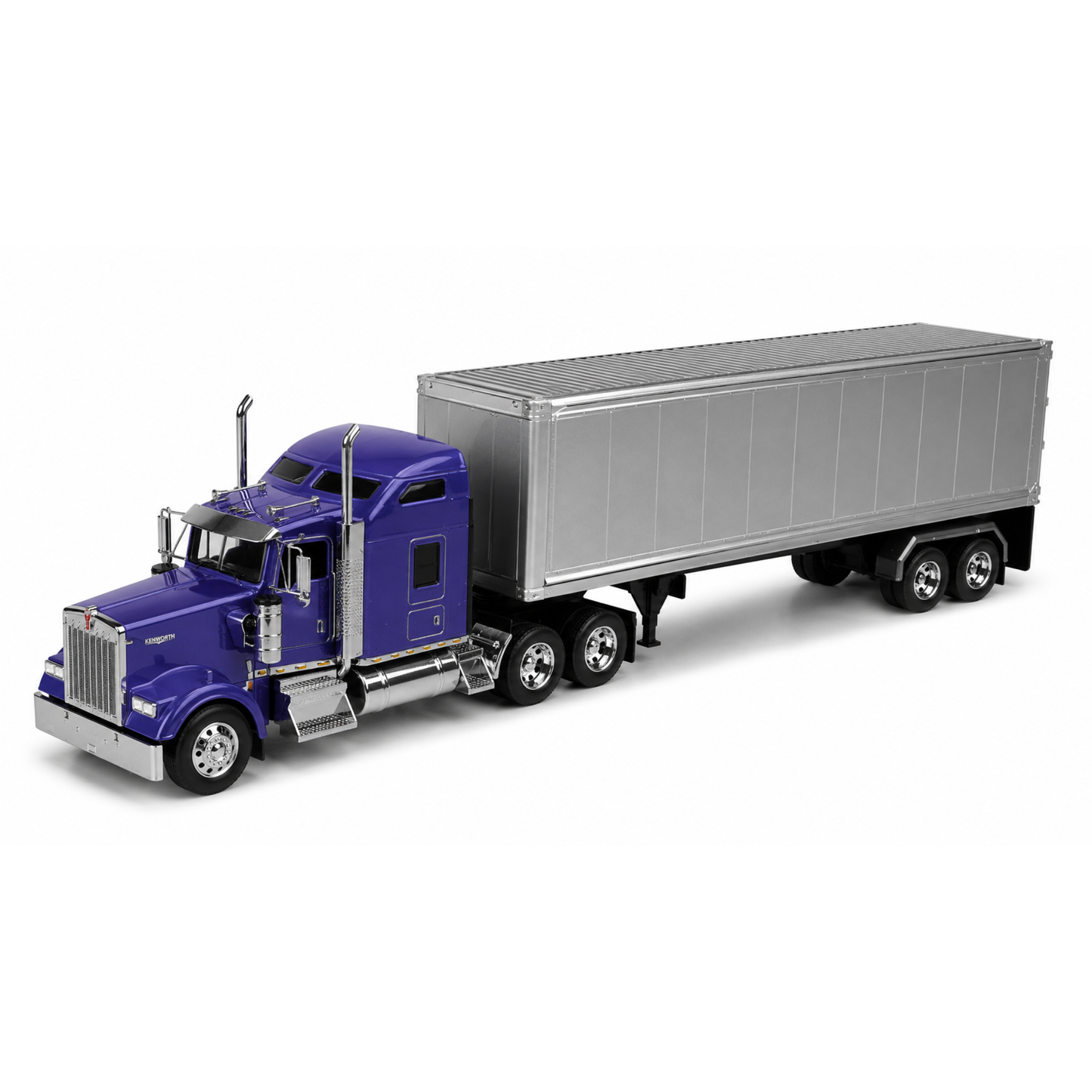 Welly Kenworth KW900 Escala 1:32 Azul con Tráiler Plateado