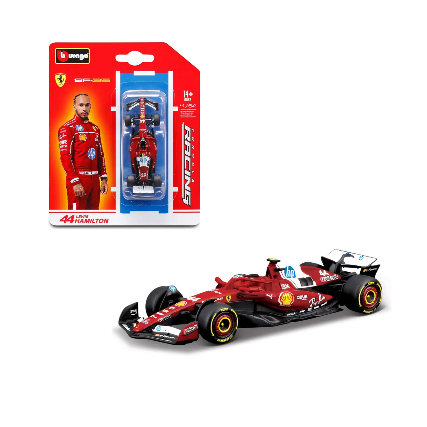 Pack Ferrari SF-25 F1 2025 Bburago Escala 1:64 | Charles Leclerc #16 + Lewis Hamilton #44