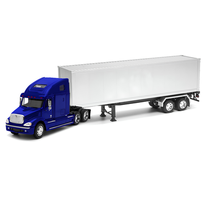 Welly Freightliner Columbia Escala 1:32 Azul con Tráiler Plateado