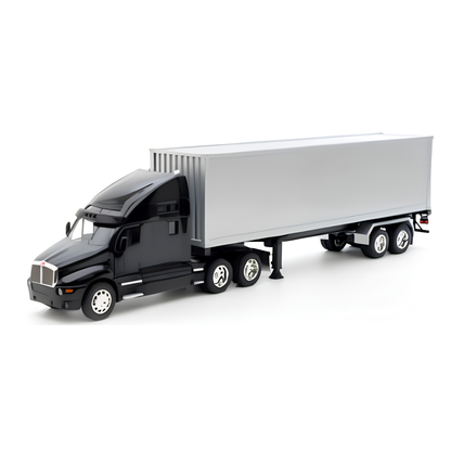 Welly Kenworth T2000 Escala 1:32 Negro con Tráiler Plateado