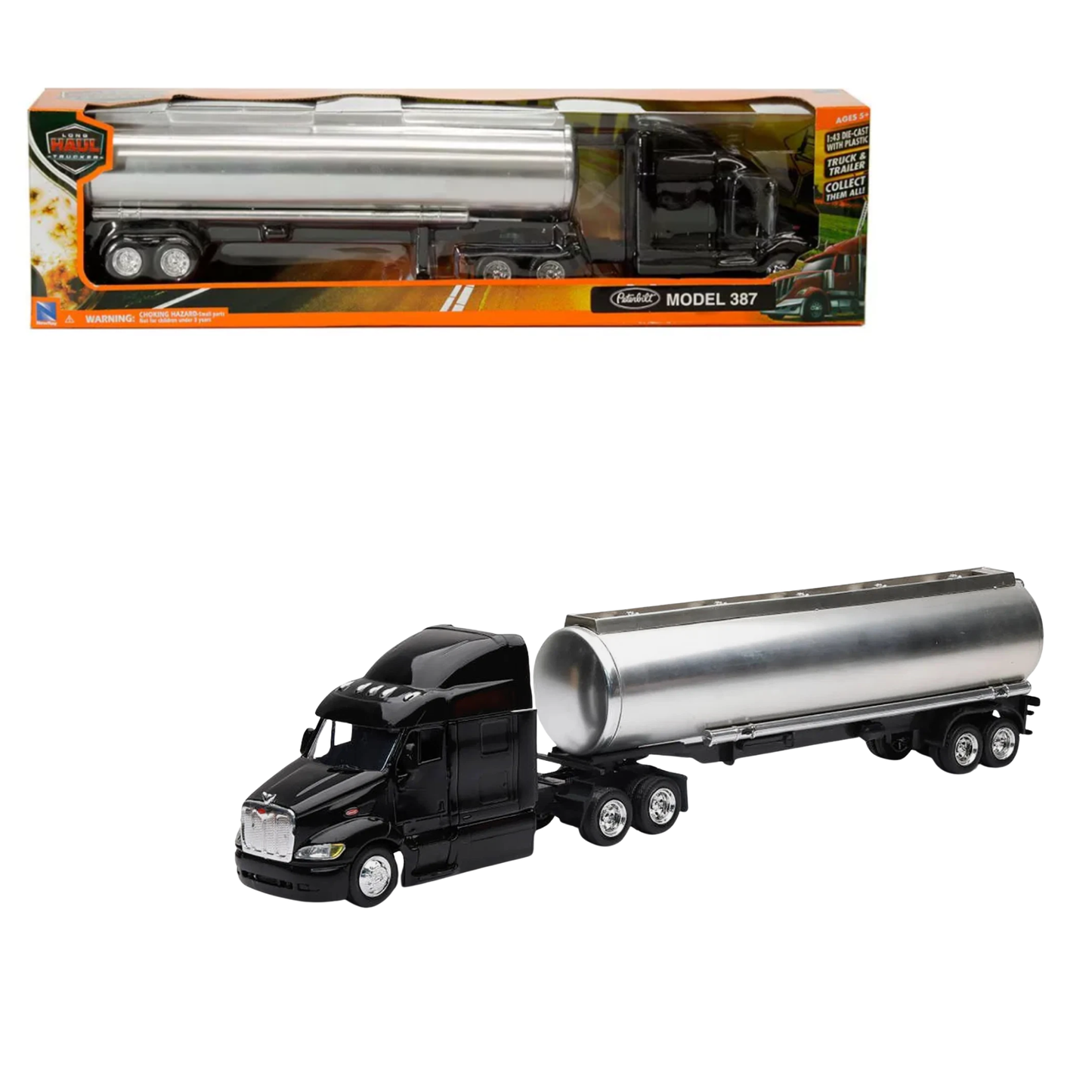 Peterbilt 387 Black W/Chrome Oil Tanker escala 1:43