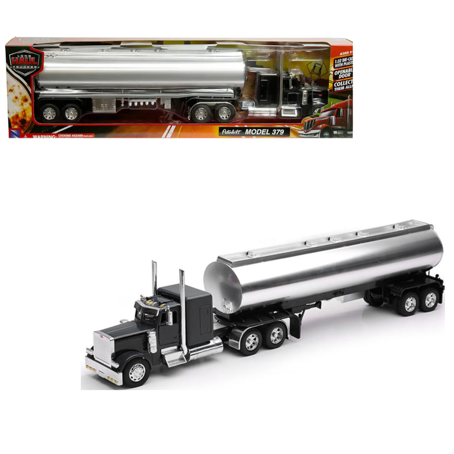 Peterbilt 379 Custom Oil Tanker Black escala 1:32