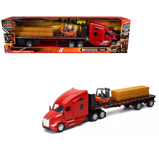 Kenworth T680 Flatbed w/ Hay & Forklift 1:32