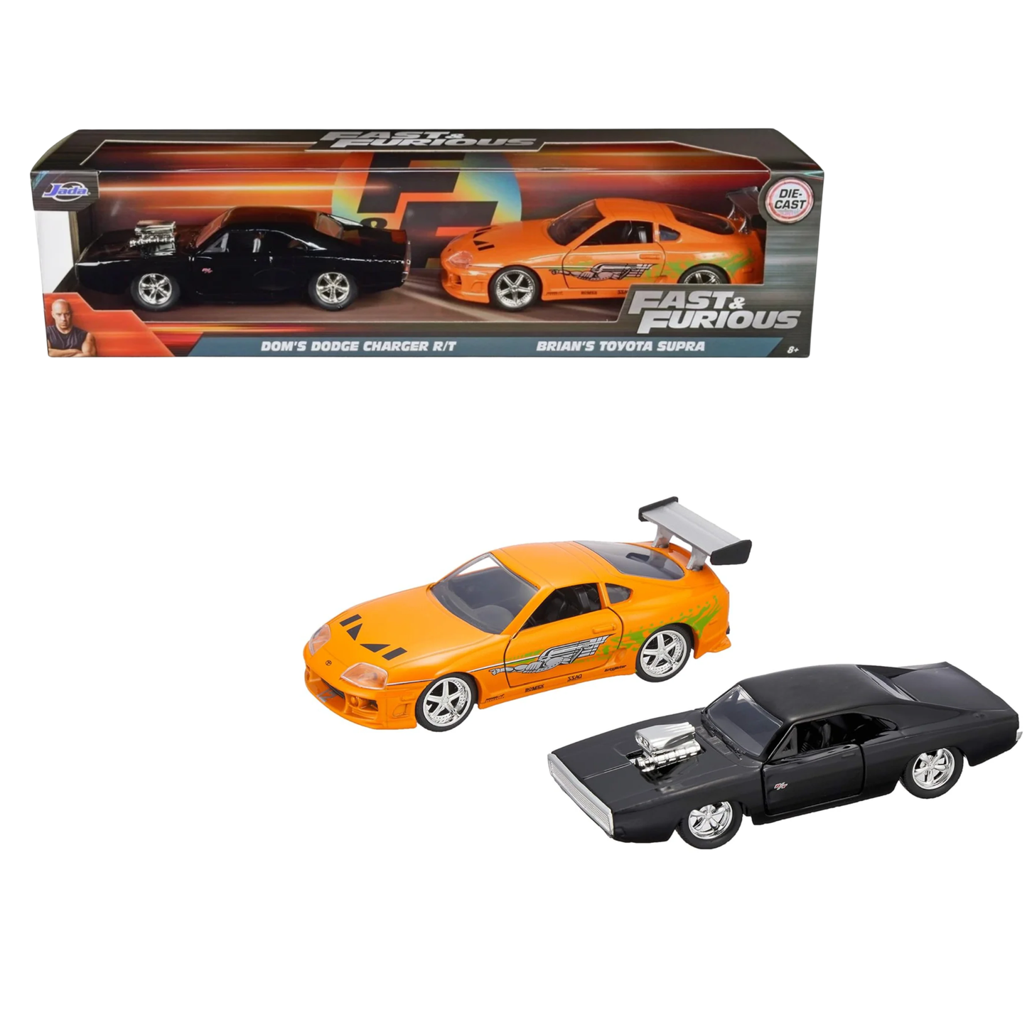 Twin Pack Dom’s Charger R/T & Brian’s Toyota Supra Jada 1:32