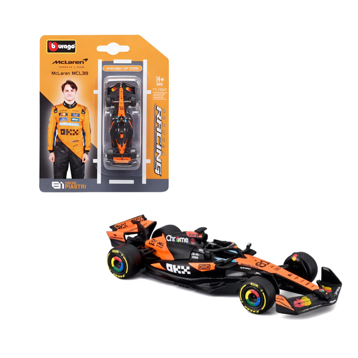 Pack McLaren MCL39 F1 2025 Bburago Escala 1:64 | Lando Norris #4 + Oscar Piastri #81