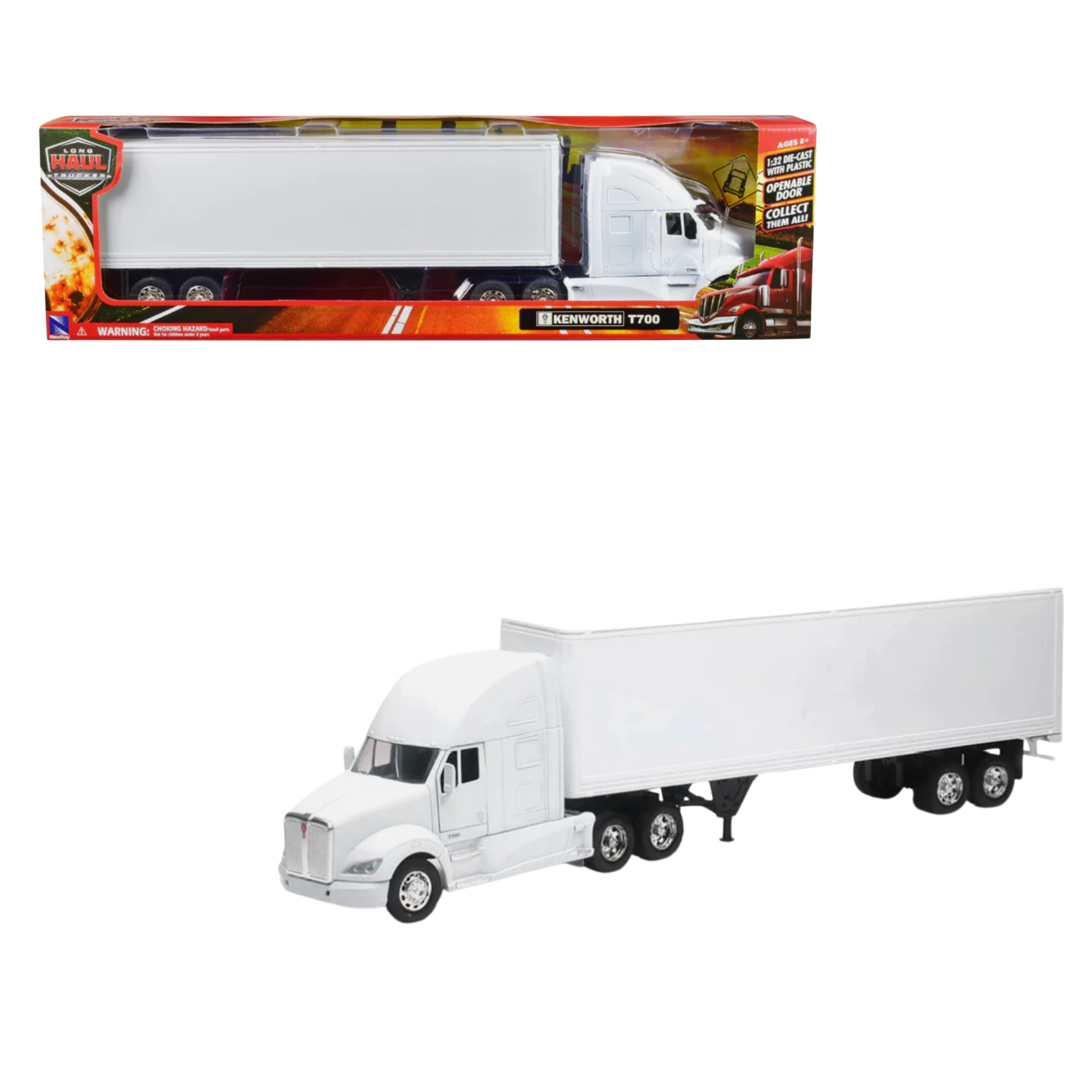 Kenworth T700 Dry Van Trailer Plain White 1:32