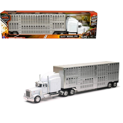 Peterbilt 379 Pot Belly Livestock White Chrome escala 1:32