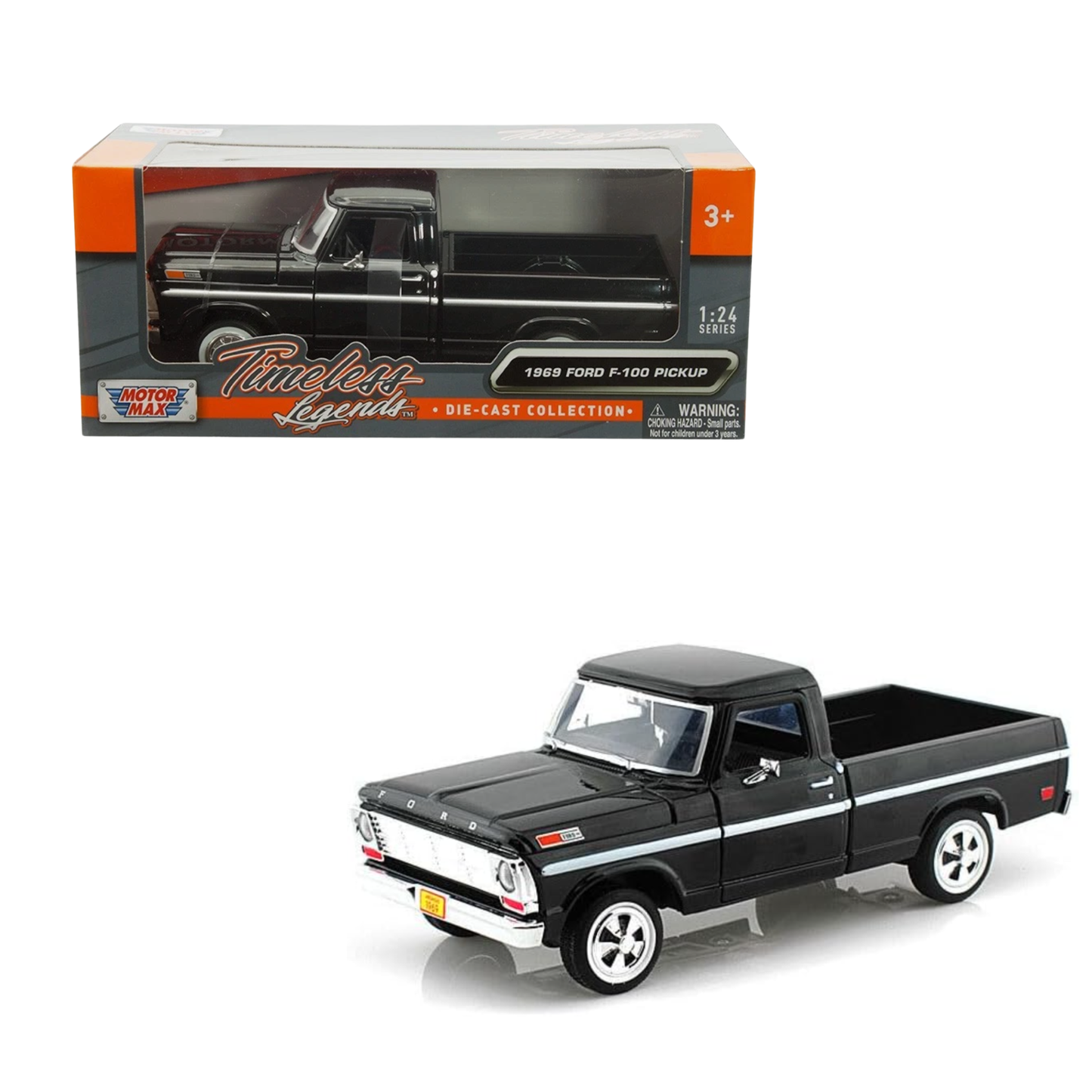 Ford 1969 F-100 Pick up Black escala 1:24 Motormax