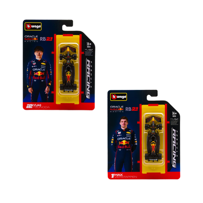 Pack Red Bull RB21 F1 2025 Bburago Escala 1:64 | Max Verstappen #1 + Yuki Tsunoda #22