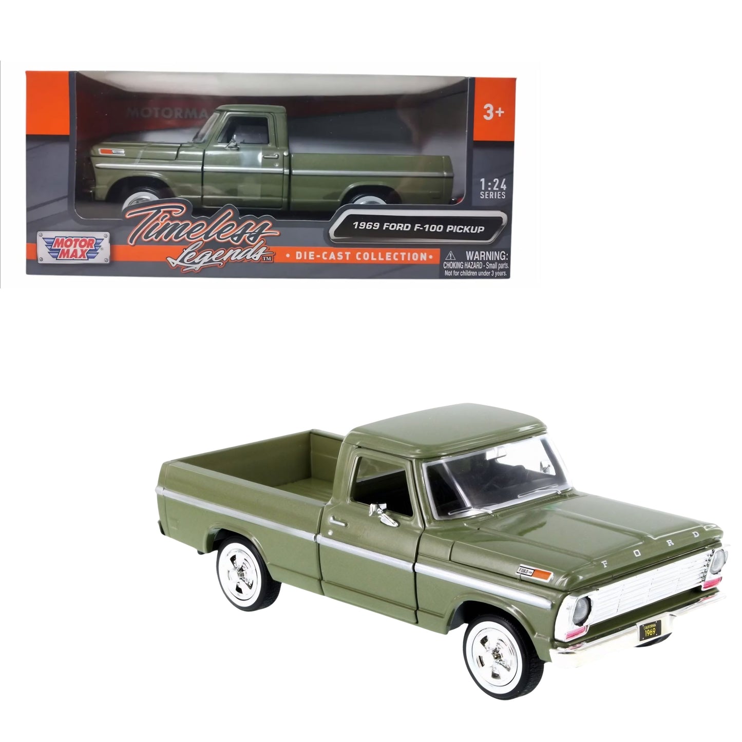 1969 Ford F-100 Pick Up Olive Green 1:24