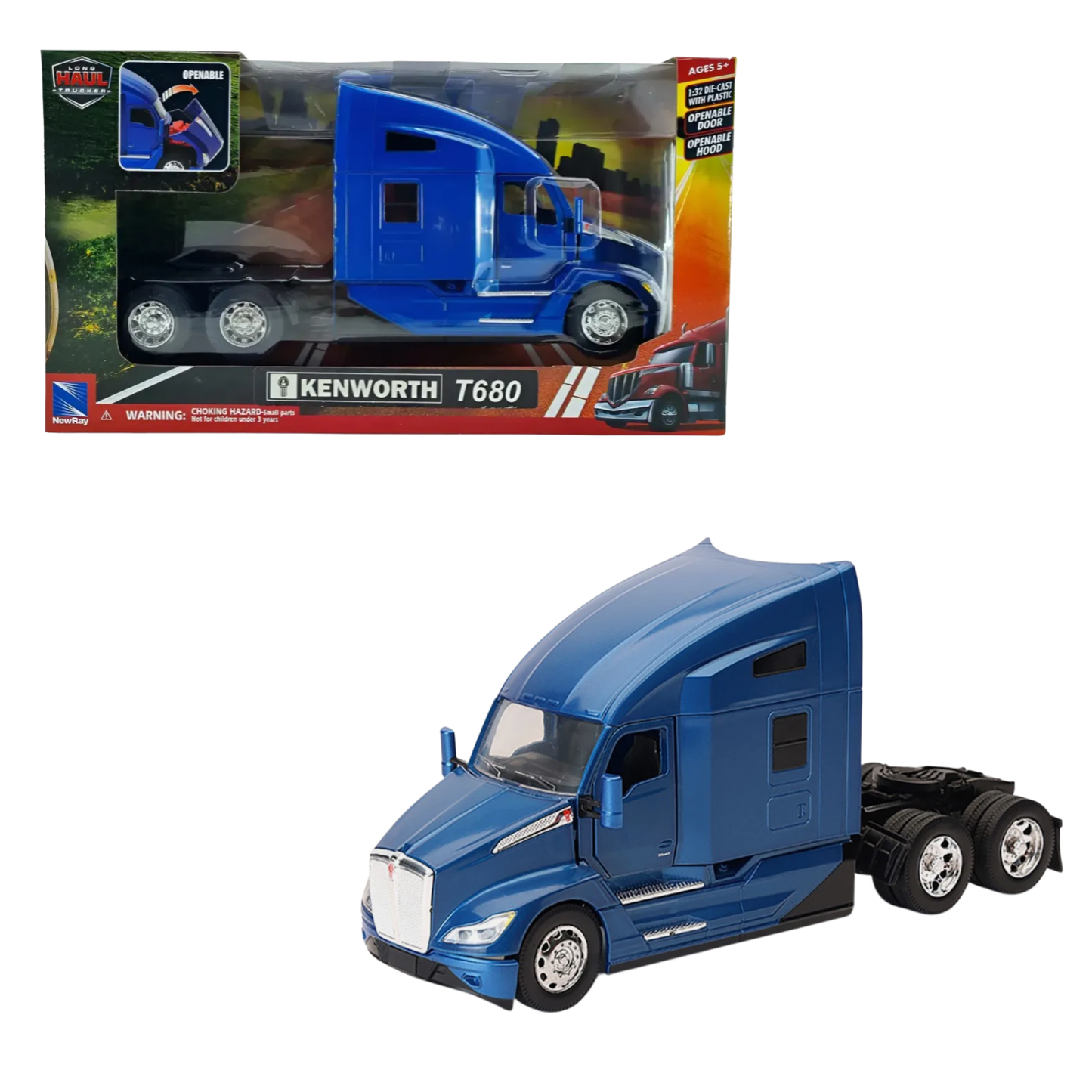 Cab Kenworth T680 Open Hood Blue 1:32