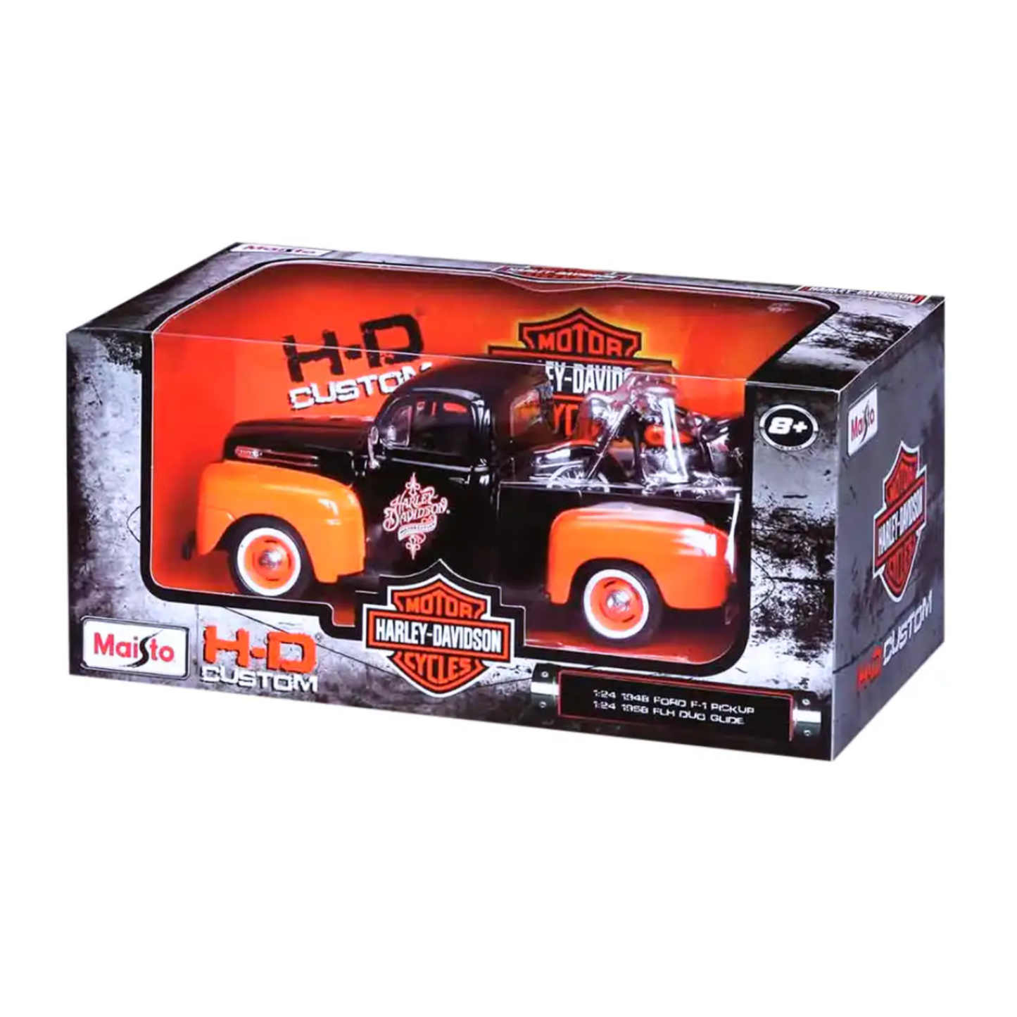 Maisto Harley-Davidson Ford F-1 Pickup 1948 Naranja y Negro Escala 1:24 | Set Die-Cast de Colección