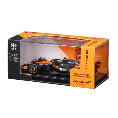 Bburago McLaren MCL39 Lando Norris Escala 1:43 con Carcasa de Acrílico | Fórmula 1 2025