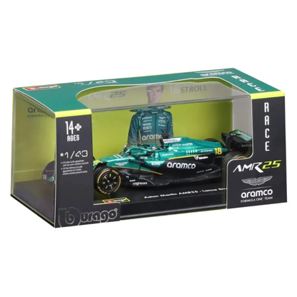 Bburago Aston Martin AMR25 2025 Escala 1:43 con Carcasa de Acrílico | Fórmula 1 de Colección