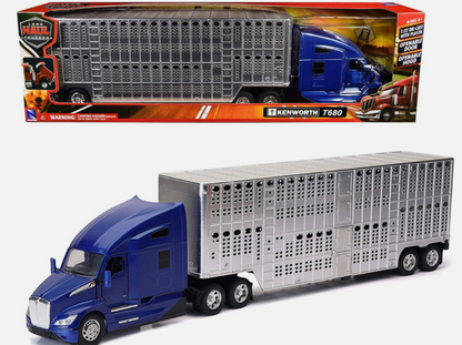 Kenworth T680 Livestock Chrome Blue escala 1:32