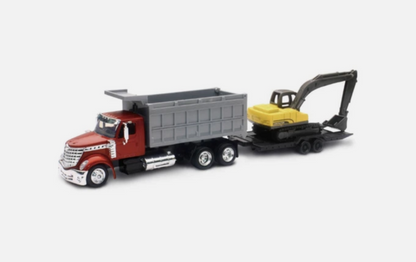 International Dump Truck With Excavator 1:43