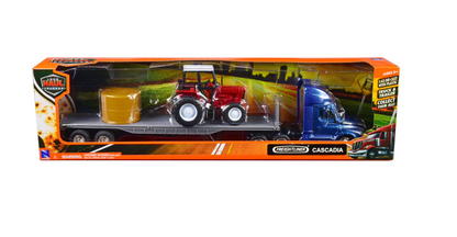 1:43 Freightliner Cascadia Flatbed w/ Tractor/Hay 1:43