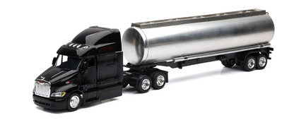 Peterbilt 387 Black White Chrome Oil Tanker 1:43