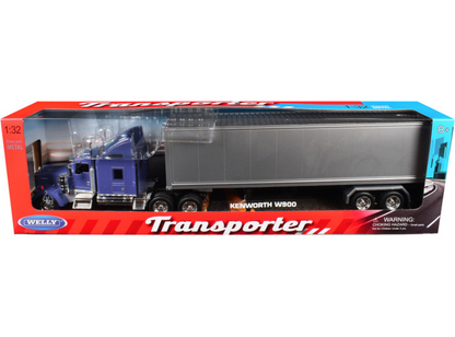 Welly Kenworth KW900 Escala 1:32 Azul con Tráiler Plateado