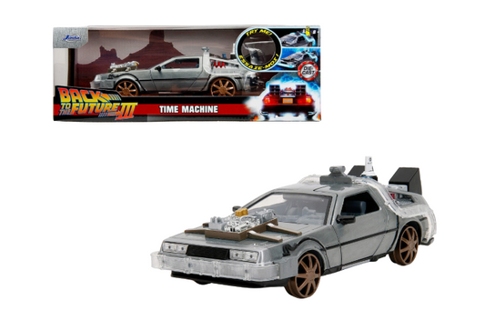 DeLorean Time Machine With Rail Wheels W/Light Jada 1:24