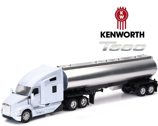 Kenworth T680 Oil Tanker Chrome White escala 1:32