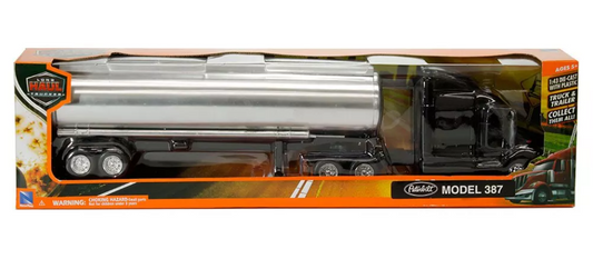 Peterbilt 387 Black W/Chrome Oil Tanker escala 1:43