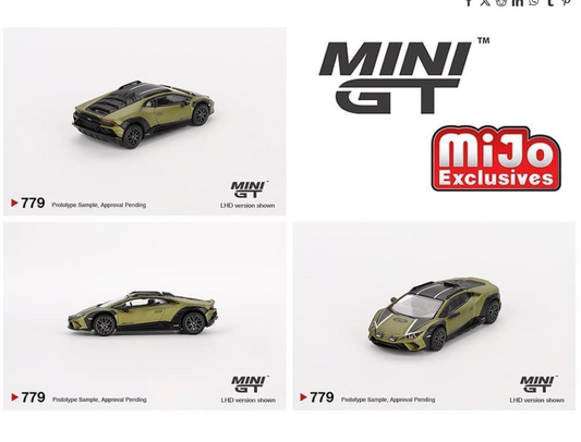 Lamborghini Huracan Sterrato Verde esacala 1:64 Mini Gt