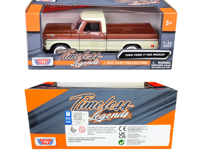 1969 Ford F-100 Pick Up Brown Cream 1:24