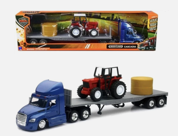 Freightliner Cascadia Flatbed With Tractor 1:43
