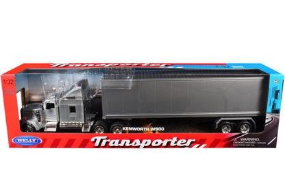 Welly Kenworth KW900 Escala 1:32 Gris con Tráiler Plateado