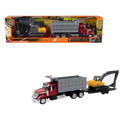 International Dump Truck With Excavator 1:43
