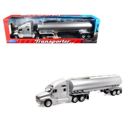 Welly Kenworth T2000 Escala 1:32 Plateado con Pipa Plateado